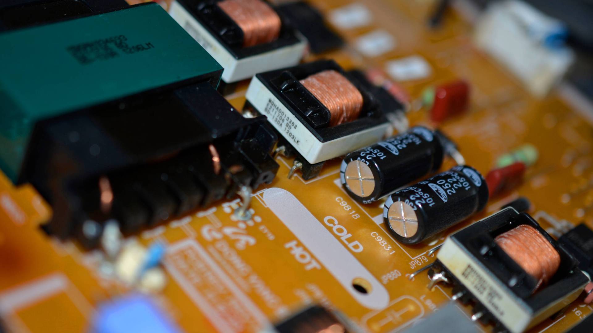 Closeup shot of a smart tv circuit board A closeup shot of a smart tv circuit board
